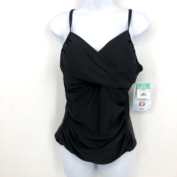 SUNSETS Women's Simone Tankini Swim Top XL 36D Black NWT - Picture 6 of 10